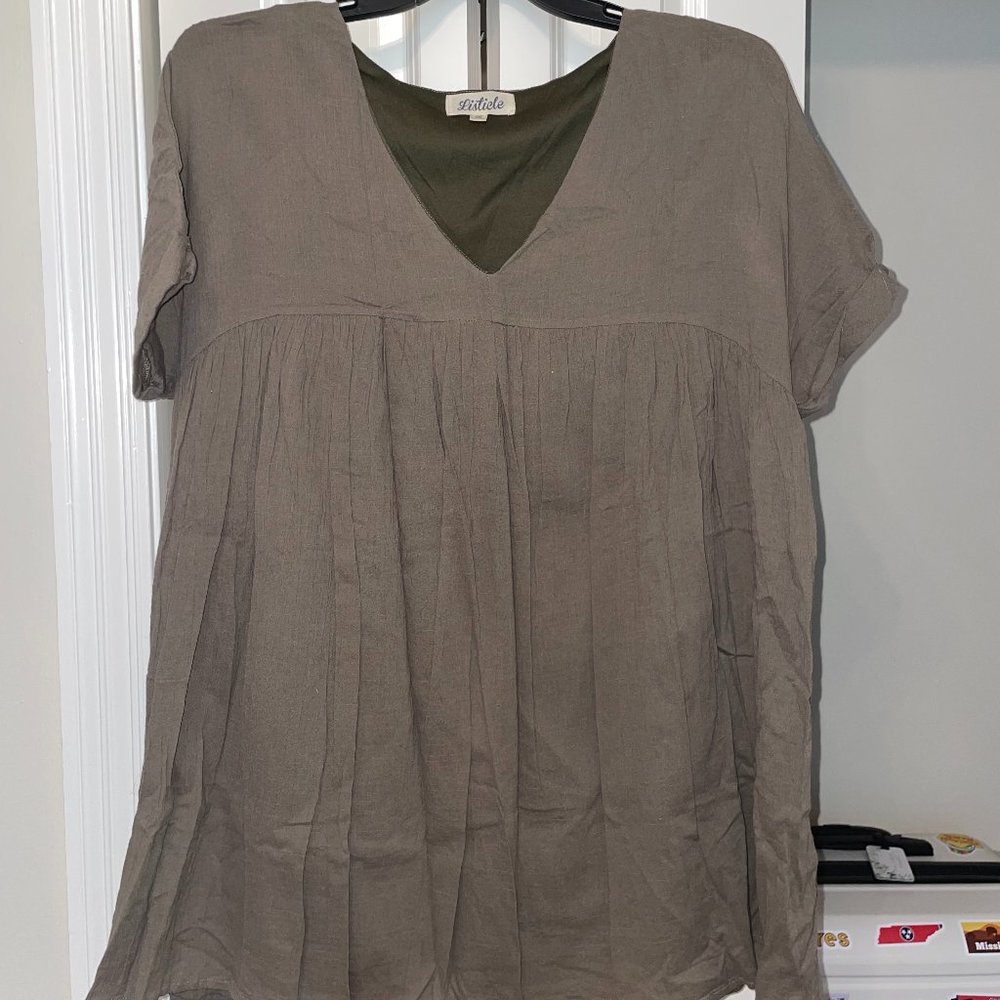 Listicle Olive Green Babydoll Dress